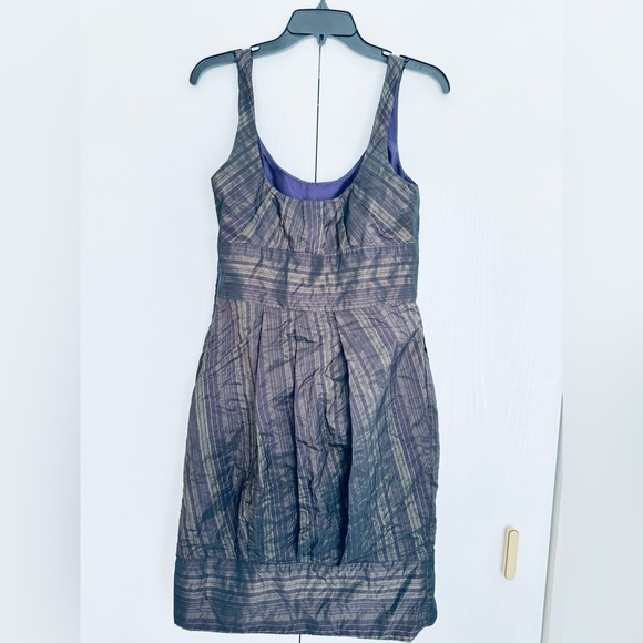 Cecilie Bahnsen gorgeous asymmetrical hem , metallic hint striped pleated dress - Picture 3 of 14